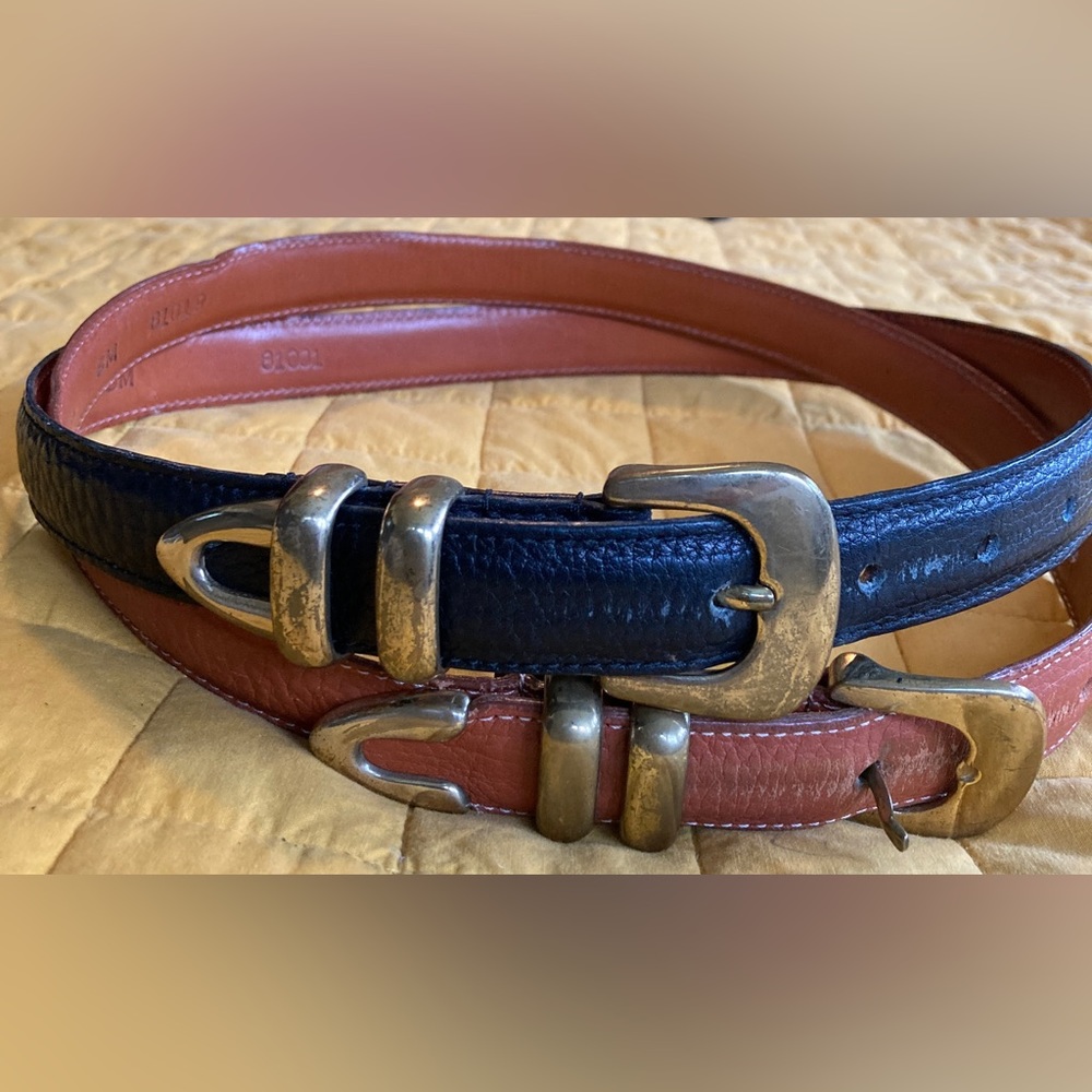 Vintage Pebbled Leather DOONEY & BOURKE AWL Brass Italy Belts S